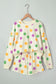 Sky Blue Polka Dot Print Drop Shoulder Pullover Drawstring Shorts Set