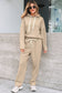 Parchment Leopard Drawstring Pullover Hoodie and High Waist Pants Corduroy Suit