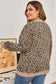 Khaki Leopard Textured Ribbed Trim Plus Size Long Sleeve Top