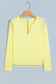 Banana Cream V Neck Ribbed Stitched Detail Long Sleeve Top