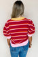 Green Stripe Colorblock Trim Half Sleeve Sweater Top