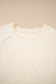 Camel Buttoned Bishop Sleeve Crew Neck Sweater