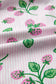 Pink Striped Strawberry Printed Color Block Patchwork V Neck Flutter Sleeve Blouse