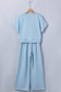 Clearly Aqua Solid Color Loose Tee Drawstring Wide Leg Pants 2pcs Outfit