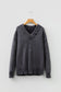 Black Mineral Wash V Neck Knit Exposed Seam Drop Shoulder Loose Sweater