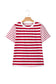 Red Stripe Patchwork Round Neck T Shirt