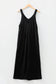 Black Solid Color Raw Seam Big Flower Patched Loose Overall Jumpsuit