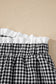 Sky Blue Contrast Trim Plaid Print Plus Size Shorts