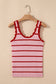 Rose Stripe Striped Scalloped Edge U Neck Sleeveless Sweater Vest