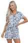 Multicolour Abstract Patterned Polo Collar T Shirt and Shorts Set