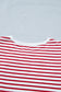 Red Stripe Contrast Trim Round Neck Short Puff Sleeve T Shirt