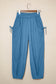 Prussian Blue Smocked Waist Casual Jogger Style Pants