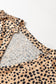 Apricot Cheeath Print Frilled V Neck Shirred Detail Short Sleeve Blouse