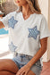 Sky Blue Patriot Star Patched Notched Neck Mineral Washed Tee