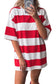 Racing Red Striped Color Block Oversize Tunic Tee