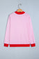 Coffee Colorblock Trim Crewneck Long Sleeve Pullover Sweatshirt