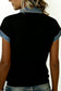 Black Textured Knit Denim Color Block Patchwork Collar Button Down Shirt