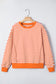 Red Stripe Exposed Seam Drop Shoulder Casual Pullover Top