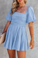 Valerian Square Neck Ruched Puff Sleeve Romper