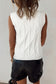White Pearled High Neck Textured Knit Sweater Vest