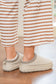 White Contrast Stitch Detail Faux Suede PU Patchwork Plush Winter Clog Slippers