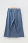 Sky Blue Stripe Plus Size Buttoned Loose Wide Leg Denim Pants
