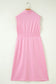 Pink V Neck Sleeveless Double Zip Shift Midi Dress