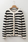 Black Stripe Chic Golden Button Cardigan Sweater