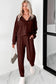Chicory Coffee Button Drawstring Cropped Hoodie Jogger 2pcs Set