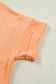 Grapefruit Orange Waffle V Neck Short Sleeve Knit Top