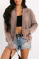 Dark Brown Mineral Wash Exposed Seam Patchwork Knit Open Sweater Cardigan