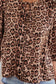 Brown Leopard Bow Tie Puff Sleeve Blouse