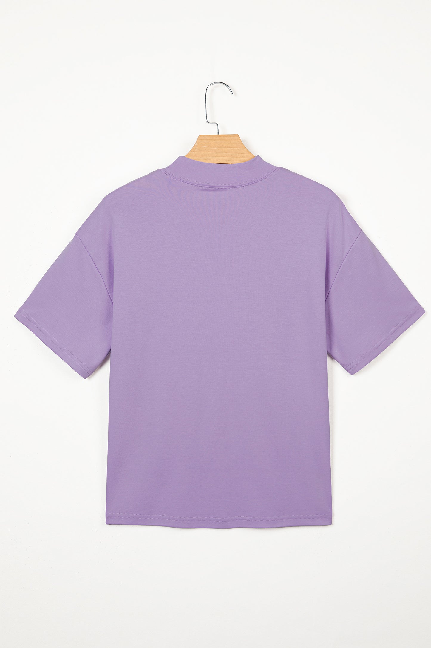 Sachet Pink Solid Color High Neck Oversize Tee