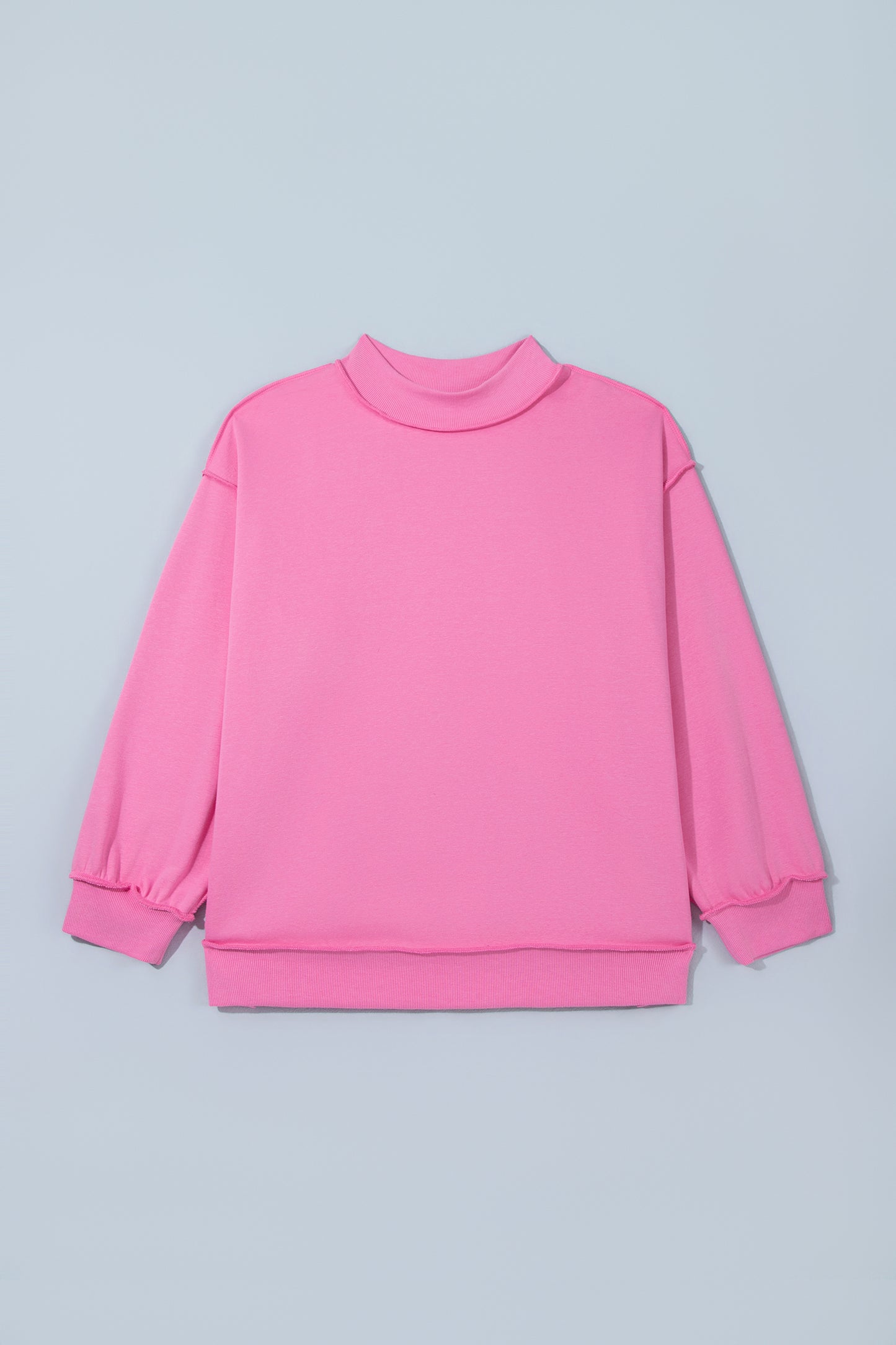 Bright Pink Exposed Seam Detail Reversible Double Wear Plus Size Sweatshirt