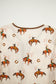 Apricot Cowboy Print Puff Sleeve Bowknot Peplum Blouse