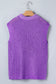 Bright Green Solid Color Knit High Neck Short Sleeve Sweater