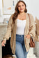 Parchment Cable Knit Braided Tie Sleeve Plus Size Open Cardigan