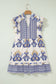 Blue Boho Western Floral Printed Split Neck Ruffled Sleeve Mini Dress