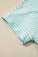 Pink Stripe Cuffed Sleeve Contrast Mock Neck Tee Casual 2pcs Short Set