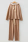 Parchment Leopard Drawstring Pullover Hoodie and High Waist Pants Corduroy Suit
