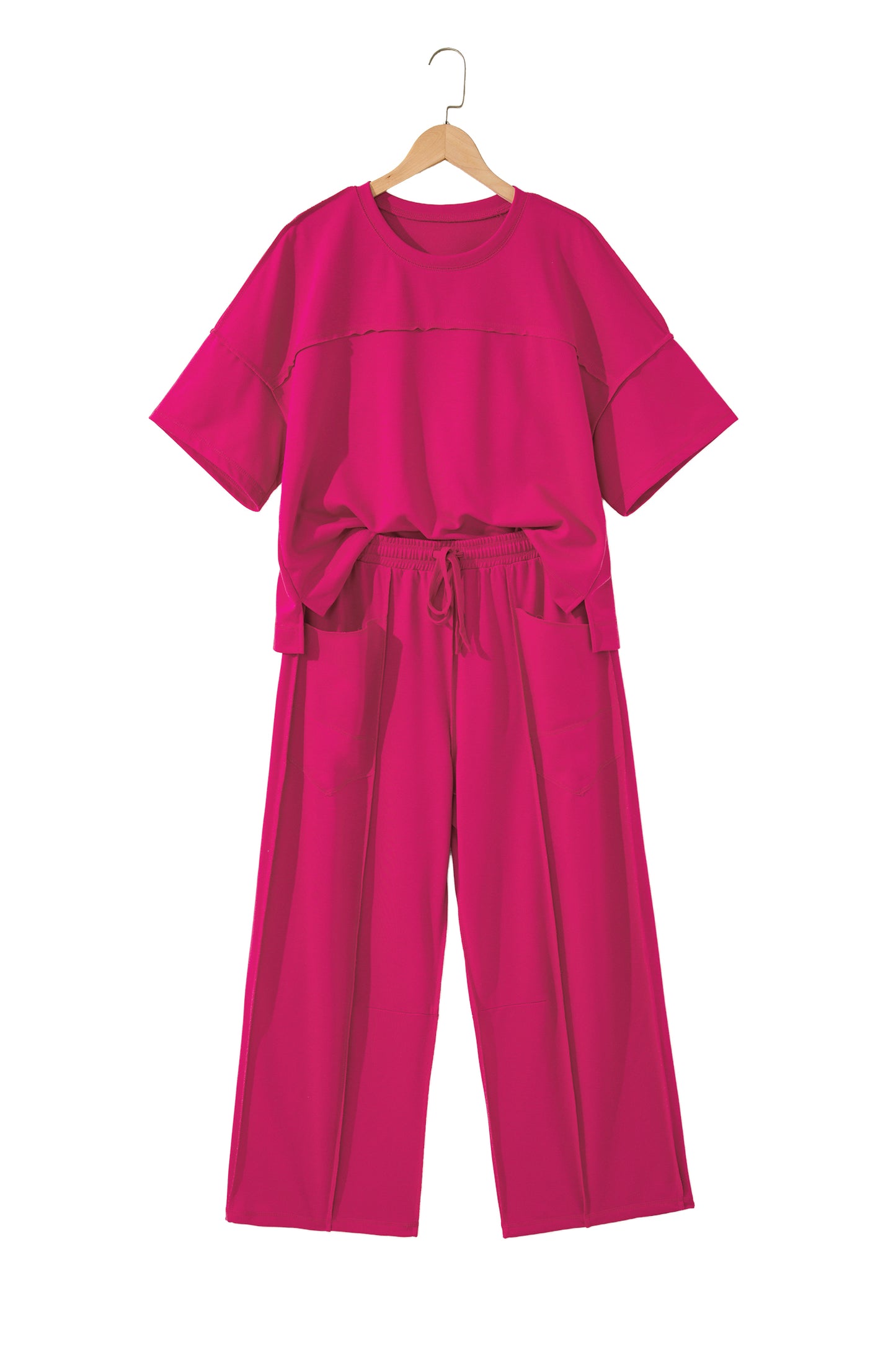 Sky Blue Drop Shoulder Boxy Tee and Barrel Pants Set