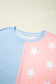 Pink Stars and Stripes Printed Crewneck Independence Day T Shirt