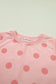 Pink Ribbed Trim Polka Dot Print Tank Split Mini Skort 2pcs Set