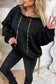 Jet Stream Leopard Contrast Drawstring Hood Drop Shoulder Loose Top