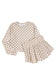 Khaki Checkered Long Sleeve Crop Top High Waist Skort 2pcs Set