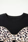 Pink Leopard Bow Embroidered Cotton Round Neck T Shirt