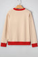 Oatmeal GAME DAY Letter Graphic Varsity Striped Detail Baggy Sweatshirt