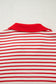 Red Stripe Collared V Neck Drop Shoulder Pullover and Skort 2pcs Outfit