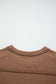 Dark Khaki Twist Ribbed Exposed Seam Detail Long Sleeve Loose Top