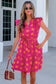 Rose Double Polka Dot V Neck Ruffled Short Sleeve Dress
